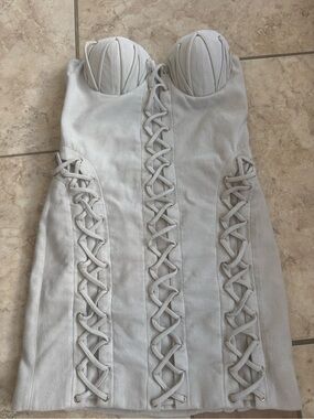 Strapless White Lace-Up Corset Mini Dress